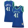 Dirk Nowitzki Dallas Eye - catching Mavericks Women's Hardwood Classics Swingman Jersey Blue Perfect for Game Day
