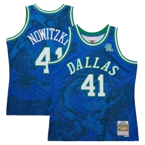 Dirk Nowitzki Dallas Mavericks 1998 2019 Hardwood Classics Asian Heritage Chic 6.0 Swingman Throwback Player Jersey Blue Perfect for Game Day