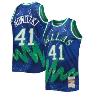 Dirk Nowitzki Dallas Mavericks Hardwood Classics 1998/99 Stylish Hyper Hoops Swingman Jersey Blue Great for Fans