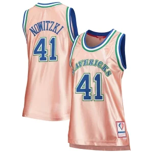Dirk Nowitzki Dallas Mavericks Women's 75th Anniversary Rose Gold 1998 Swingman Jersey Pink Stylish Perfect for Game Day
