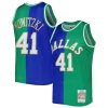 Dirk Nowitzki Dirk Nowitzki Hardwood Classics 1998/2019 Split Swingman Jersey Premium Blue/Green Must - Have for Jerseys Lovers