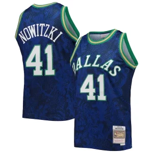 Dirk Unique Nowitzki Dallas Mavericks Hardwood Classics 1998/99 Lunar New Year Swingman Jersey Blue Great for Fans
