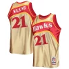 Dominique Wilkins Chic Atlanta Hawks 75th Anniversary 1986/87 Hardwood Classics Swingman Jersey Gold Perfect for Game Day