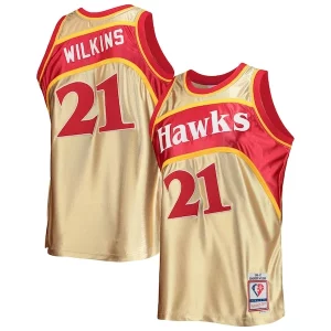 Dominique Wilkins Chic Atlanta Hawks 75th Anniversary 1986/87 Hardwood Classics Swingman Jersey Gold Perfect for Game Day