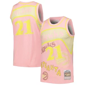 Dominique Wilkins Eye - catching Atlanta Hawks 1986/87 Swingman Sidewalk Sketch Jersey Pink Perfect for Game Day