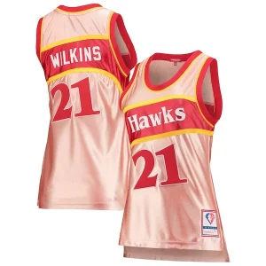 Dominique Wilkins Trendy Atlanta Hawks Women's 75th Anniversary Rose Gold 1986 Swingman Jersey Pink Perfect for Game Day