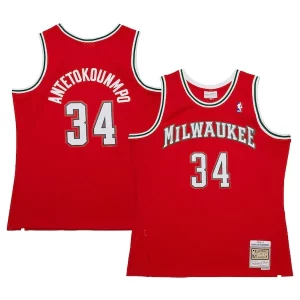 Giannis Antetokounmpo Milwaukee Bucks 2014/15 Hardwood Classics Swingman Premium Jersey Red Must - Have for Jerseys Lovers