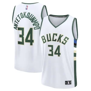 Giannis Antetokounmpo Milwaukee Bucks Fast Break Replica Player Elegant Jersey Association Edition White Great for Fans