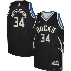 Giannis Antetokounmpo Milwaukee Bucks Jordan Brand Youth Swingman Jersey Statement Fabulous Edition Black Perfect for Game Day