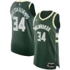 Giannis Antetokounmpo Milwaukee Bucks Nike Authentic Jersey Association Edition Hunter Elegant Green Must - Have for Jerseys Lovers