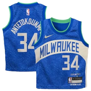 Giannis Antetokounmpo Milwaukee Bucks Nike Toddler Swingman Replica Jersey City Edition Royal Eye - catching Perfect for Game Day