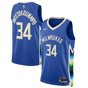 Giannis Antetokounmpo Milwaukee Bucks Nike Unisex 2022/23 Swingman Premium Jersey City Edition Royal Must - Have for Jerseys Lovers