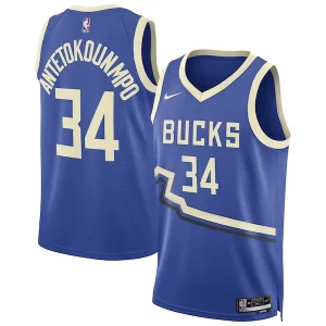 Giannis Antetokounmpo Milwaukee Bucks Nike Unisex 2024/25 Swingman Premium Player Jersey City Edition Royal Ideal for Collectors