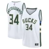 Giannis Antetokounmpo Milwaukee Bucks Fast Gorgeous Break Replica Player Jersey Association Edition White Perfect for Game Day