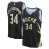 Giannis Antetokounmpo Milwaukee Eye - catching Bucks Youth Fast Break Replica Player Jersey Statement Edition Black for Basketball Enthusiasts