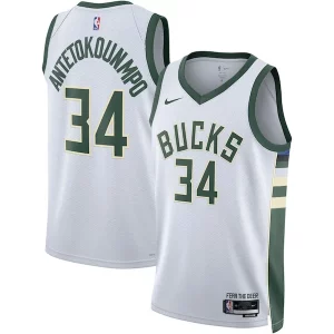 Giannis Antetokounmpo Milwaukee Premium Bucks Nike Unisex Swingman Jersey Association Edition White/Hunter Green for Basketball Enthusiasts