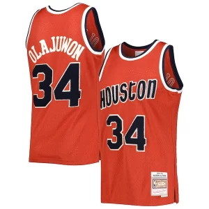 Hakeem Olajuwon Houston Rockets 1993/94 Hardwood Classics Off Court Swingman Jersey Red Premium Great for Fans