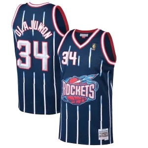 Hakeem Olajuwon Houston Rockets Gorgeous 1996/97 Hardwood Classics Swingman Jersey Navy Ideal for Collectors