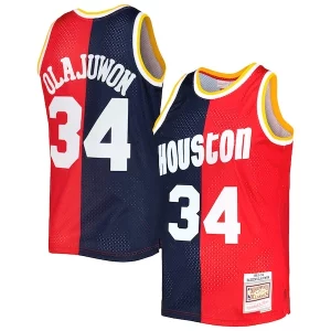 Hakeem Olajuwon Houston Rockets Hardwood Classics 1993/94 Chic Split Swingman Jersey Navy/Red Great for Fans
