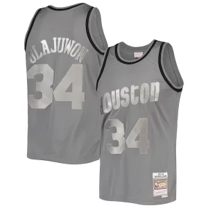 Hakeem Olajuwon Houston Rockets Hardwood Classics Retired Player 1993/94 Metal Works Swingman Jersey Charcoal Elegant for Basketball Enthusiasts