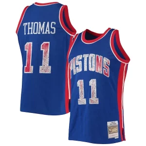 Isiah Fabulous Thomas Detroit Pistons 1988/89 Hardwood Classics NBA 75th Anniversary Diamond Swingman Jersey Blue Great for Fans