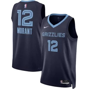 Ja Morant Eye - catching Memphis Grizzlies Nike Unisex Swingman Jersey Icon Edition Navy/White for Basketball Enthusiasts