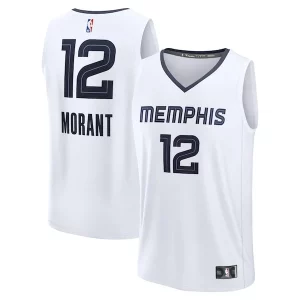 Ja Morant Memphis Grizzlies Fast Break Gorgeous Replica Player Jersey Association Edition White Ideal for Collectors