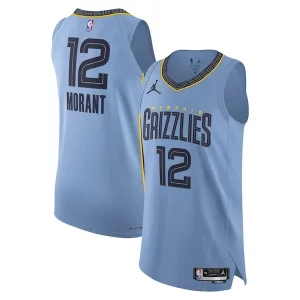 Ja Morant Memphis Grizzlies Jordan Brand Authentic Player Jersey Statement Edition Light Premium Blue Must - Have for Jerseys Lovers
