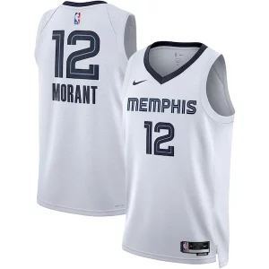 Ja Morant Stylish Memphis Grizzlies Nike Unisex Swingman Jersey Association Edition White/Navy Must - Have for Jerseys Lovers