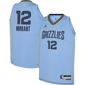 Ja Trendy Morant Memphis Grizzlies Jordan Brand Youth Swingman Jersey Statement Edition Light Blue Great for Fans