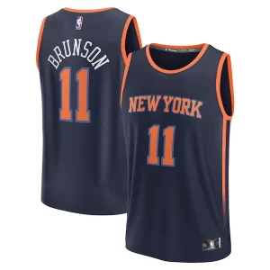 Jalen Brunson New York Knicks Youth Fast Break Premium Replica Player Jersey Statement Edition Navy Must - Have for Jerseys Lovers
