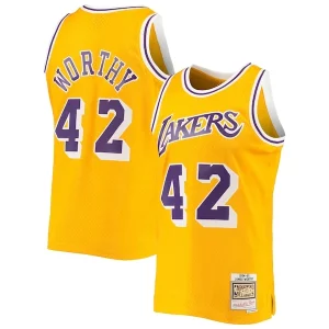 James Worthy Los Angeles Lakers 1984/85 Eye - catching Hardwood Classics Swingman Jersey Gold for Basketball Enthusiasts