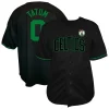 Jayson Tatum Boston Celtics Profile Big & Tall Name & Number Trendy Button Up Jersey Black Must - Have for Jerseys Lovers