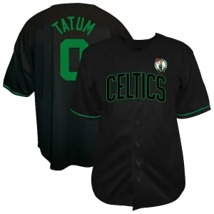 Jayson Tatum Boston Celtics Profile Big & Tall Name & Number Trendy Button Up Jersey Black Must - Have for Jerseys Lovers