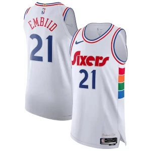 Joel Embiid Philadelphia 76ers Nike 2024/25 Authentic Player Jersey City Edition Premium White Must - Have for Jerseys Lovers