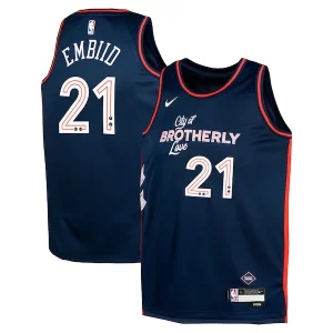 Joel Embiid Philadelphia 76ers Nike Youth Swingman Replica Elegant Jersey City Edition Navy Great for Fans