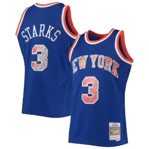 John Starks New Chic York Knicks 1991/92 Hardwood Classics NBA 75th Anniversary Diamond Swingman Jersey Blue for Basketball Enthusiasts