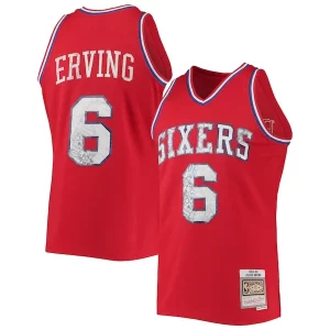 Julius Erving Philadelphia 76ers 1982/83 Hardwood Classics NBA 75th Anniversary Diamond Swingman Jersey Red Stylish Must - Have for Jerseys Lovers