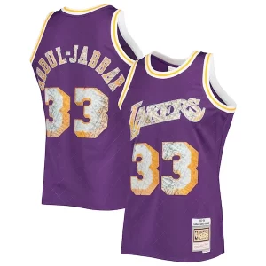 Kareem Abdul Jabbar Los Angeles Lakers Gorgeous 1996 97 Hardwood Classics NBA 75th Anniversary Diamond Swingman Jersey Purple Perfect for Game Day