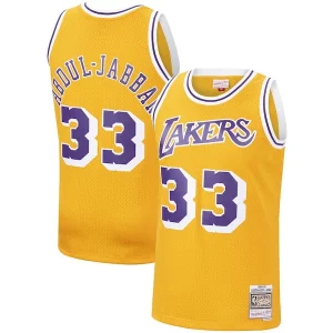 Kareem Abdul Jabbar Los Angeles Lakers Hardwood Fabulous Classics Swingman Jersey Gold/Purple for Basketball Enthusiasts