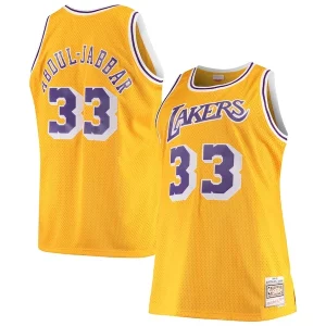Kareem Abdul Jabbar Trendy Los Angeles Lakers 1984/85 Big & Tall Hardwood Classics Swingman Jersey Gold Must - Have for Jerseys Lovers