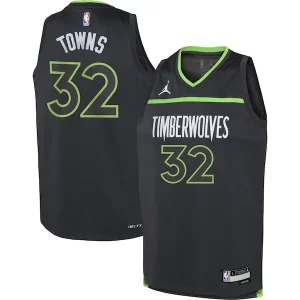 Karl Anthony Towns Minnesota Timberwolves Jordan Brand Youth Swingman Jersey Statement Edition Black Eye - catching Ideal for Collectors