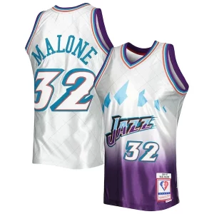 Karl Chic Malone Utah Jazz 1996/97 Hardwood Classics 75th Anniversary Swingman Jersey Platinum Perfect for Game Day