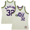 Karl Malone Utah Jazz Chainstitch Swingman Jersey Cream Fabulous for Basketball Enthusiasts
