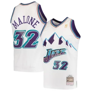 Karl Unique Malone Utah Jazz 1996/97 Hardwood Classics Swingman Jersey White Must - Have for Jerseys Lovers