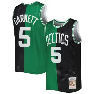 Kevin Garnett Boston Celtics Hardwood Classics 2007/08 Split Swingman Jersey Black/Kelly Elegant Green for Basketball Enthusiasts