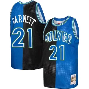 Kevin Garnett Minnesota Premium Timberwolves Hardwood Classics 1995/96 Split Swingman Jersey Black/Blue Perfect for Game Day