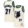 Kevin Garnett Minnesota Timberwolves Chainstitch Swingman Elegant Jersey Cream Must - Have for Jerseys Lovers