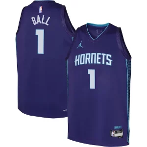 LaMelo Ball Charlotte Hornets Jordan Brand Youth Swingman Premium Jersey Statement Edition Purple Ideal for Collectors