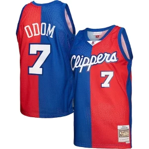 Lamar Odom Unique LA Clippers Hardwood Classics 2000/01 Split Swingman Jersey Royal/Red Must - Have for Jerseys Lovers